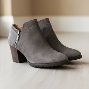 Lucky Brand Natlee Gray Block Heel Boots